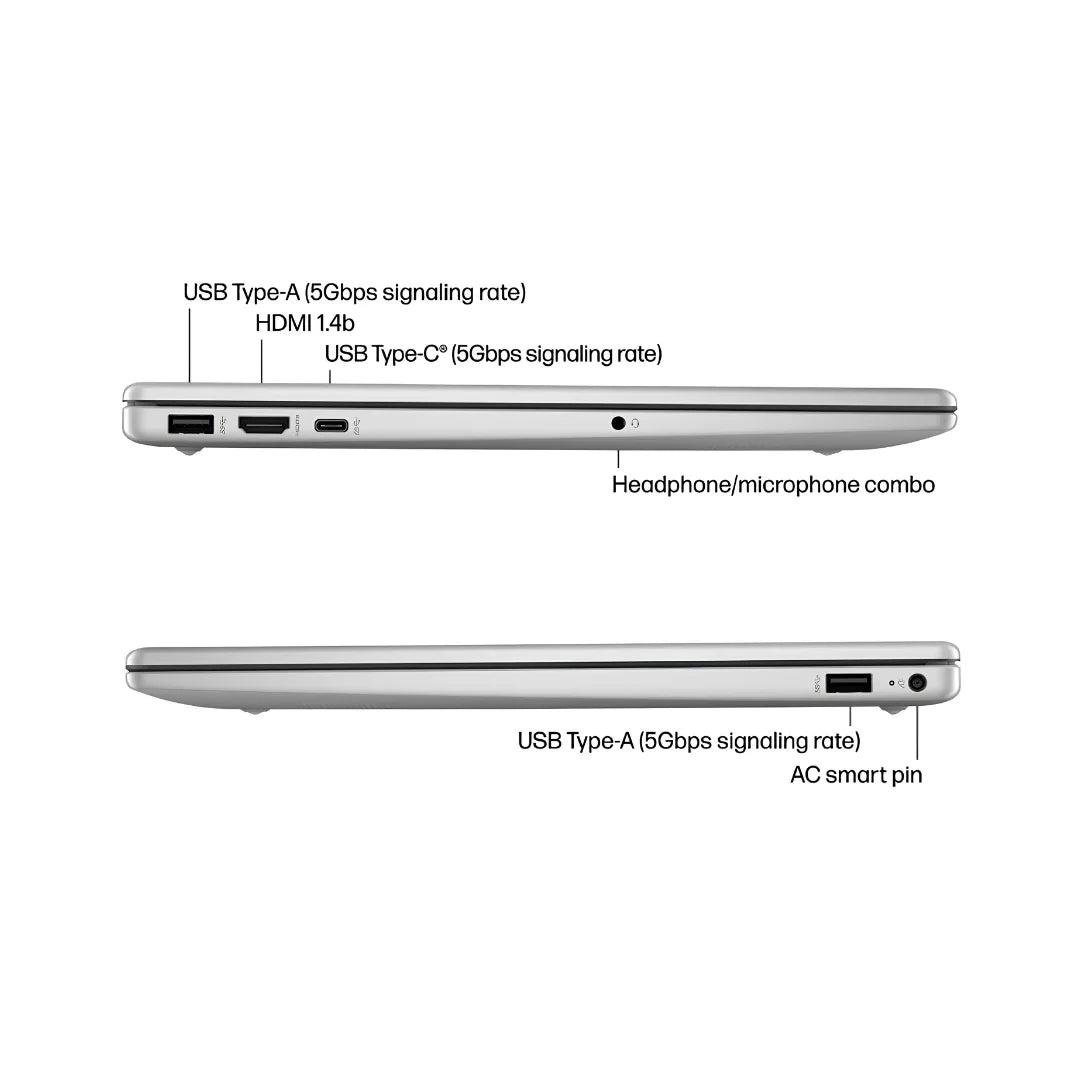 HP 15-FD2050WM Ultra 5 225U 8GB 512GB 15.6"Touch FHD Intel Win 11 Home JI30C6 Sides View