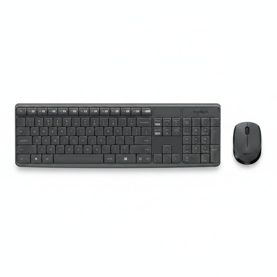 Logitech MK235 Wireless Black Keyboard and Mouse Combo front view