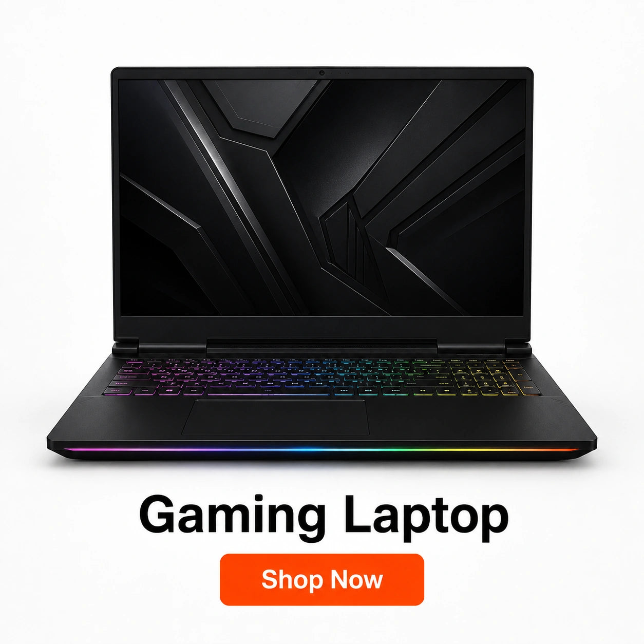 Gaming laptop with RGB keyboard on a white background