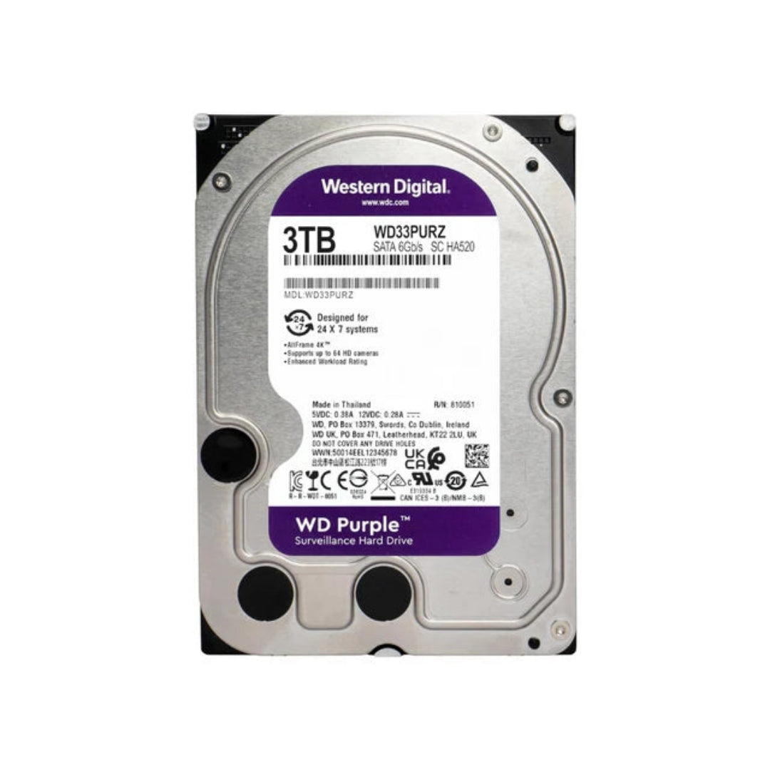 Western Digital WD Purple 3TB SATA III 3.5 HDD Surveillance Hard Drive WD33PURZ