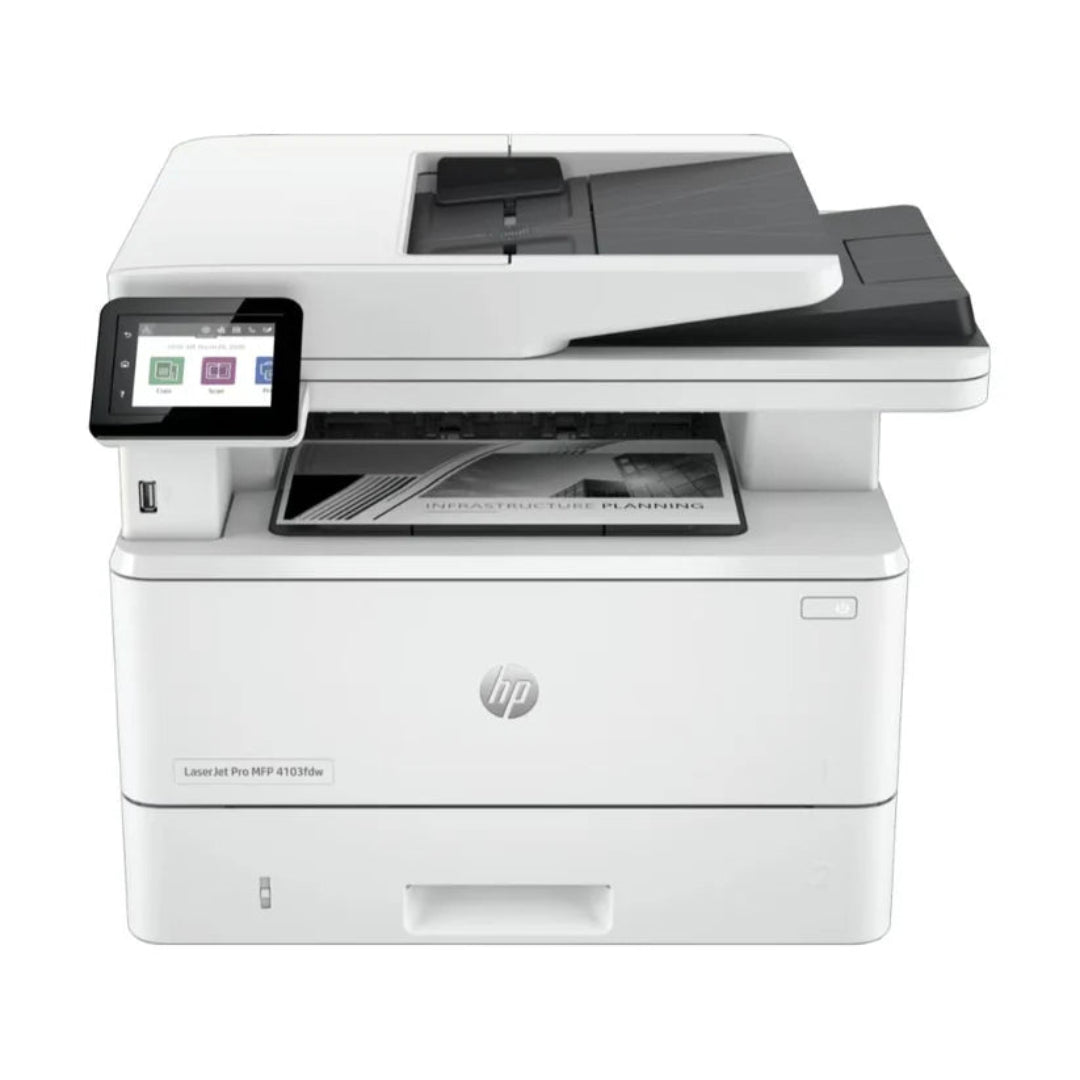 HP LaserJet Pro MFP 4103fdn All-in-One Monochrome Laser Printer 2Z628A Front Veiw