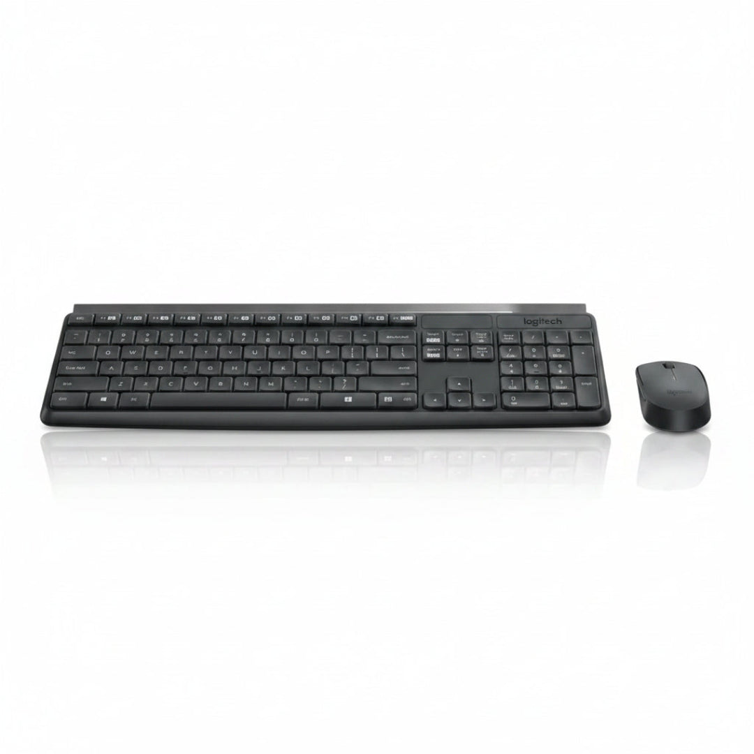 Logitech MK235 Wireless Black Keyboard and Mouse Combo Front View