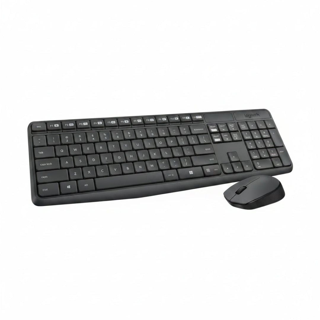 Logitech MK235 Wireless Black Keyboard and Mouse Combo Side View