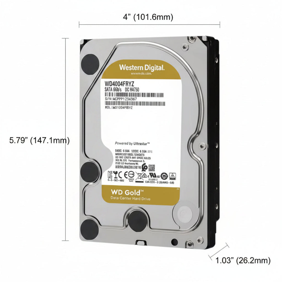 Western Digital WD Gold 4TB 7200RPM 256MB SATA Enterprise HDD WD4004FRYZ