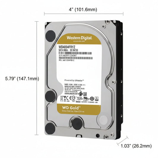 Western Digital WD Gold 4TB 7200RPM 256MB SATA Enterprise HDD WD4004FRYZ